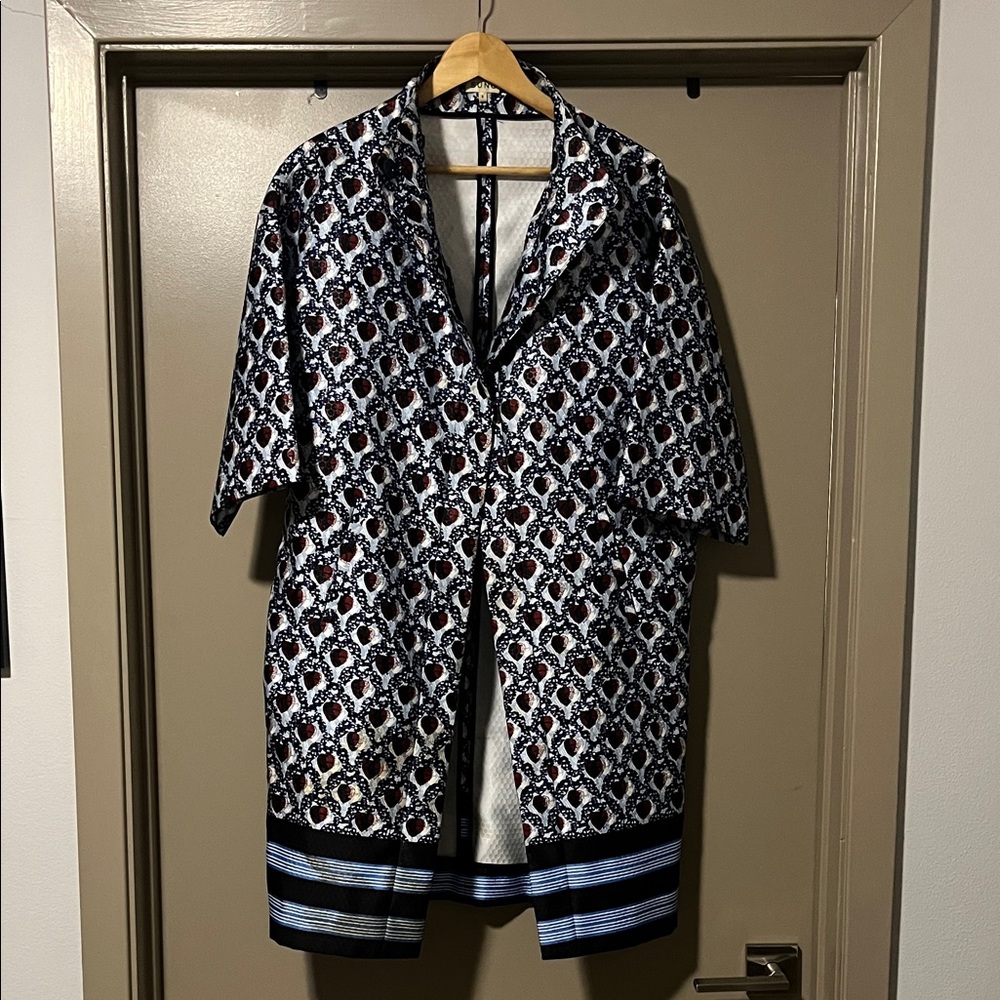 SUNO Blue and White Textured Jacket